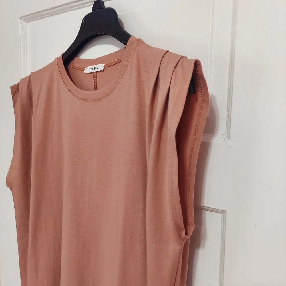 Sleeveless Blouse Womens Large Peach Shoulder Pleated Tank Top Fit Relaxed - Picture 11 of 13